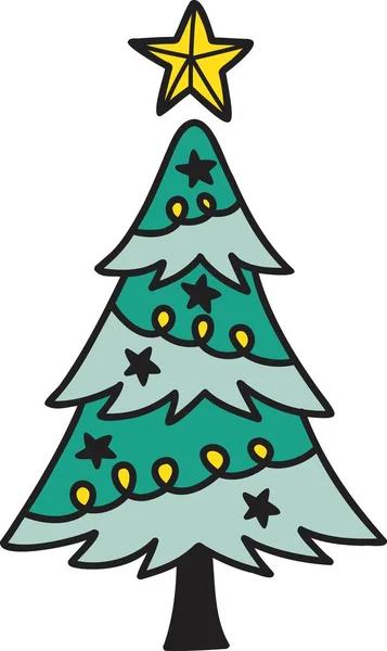 Hand Drawn Christmas Tree Illustration Isolated Background — Stock Vector