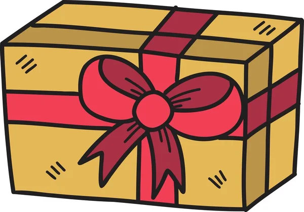 Handgezeichnete Quadratische Weihnachtsgeschenkbox Illustration Isoliert Auf Hintergrund — Stockvektor