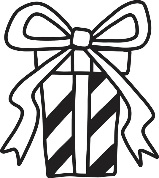 Hand Getekend Vierkant Kerst Gift Box Illustratie Geïsoleerd Achtergrond — Stockvector