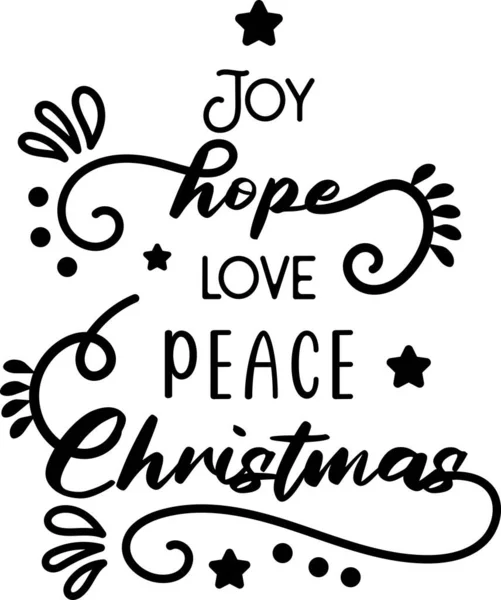 Joy Love Peace Christmas Lettering Quote Illustration Isolated Background — Stock Vector