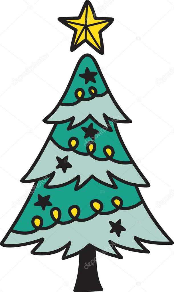 Hand Drawn christmas tree illustration isolated on background