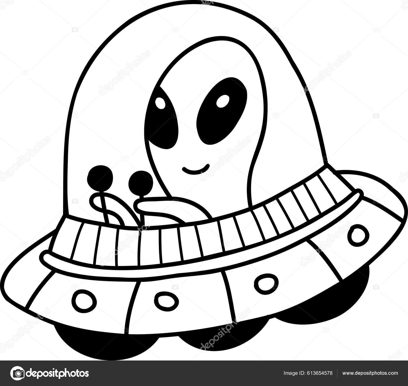 手描きかわいいufoのイラストを背景に孤立 ストックベクター C Toonsteb