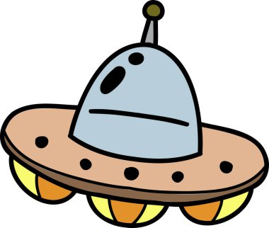 El Çizimi Şirin UFO çizimi arkaplanda izole