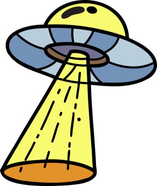 El Çizimi Şirin UFO çizimi arkaplanda izole