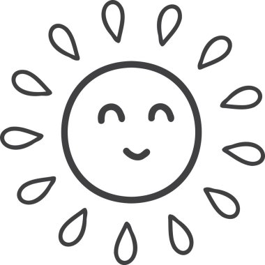 Arka planda izole edilmiş sevimli gülümseyen güneş çizimi