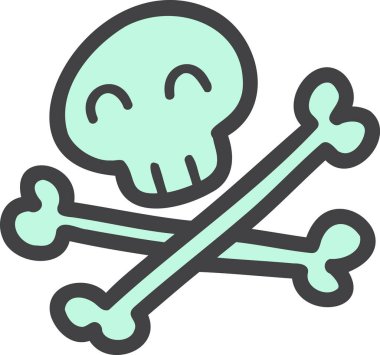 El çizimi şirin kafatası sembolü arkaplanda izole edilmiş