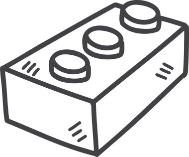 Arka planda izole edilmiş çocuk illüstrasyonu için el çizimi blok küp