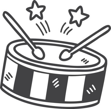 El Çizimi Şirin davul çizimi arkaplanda izole