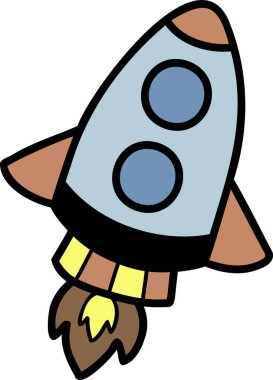 El yapımı roketler arka planda izole bir şekilde uzay çizimine uçuyor.