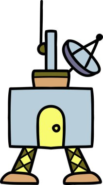 El çizimi uzay uydu çizimi arka planda izole edildi