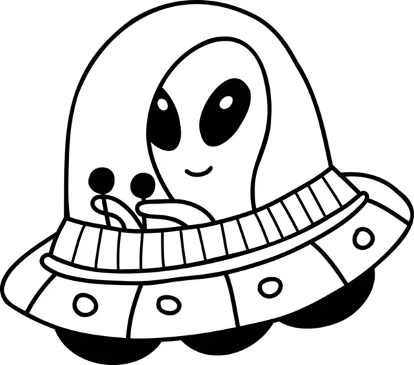 Gambar Tangan Ufo Ilustrasi Lucu Terisolasi Latar Belakang - Stok Vektor