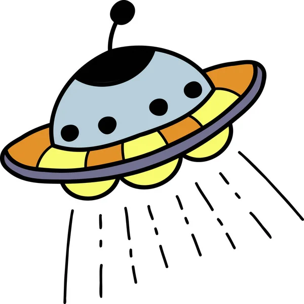 Ręcznie Rysowane Cute Ufo Ilustracji Izolowane Tle — Wektor stockowy