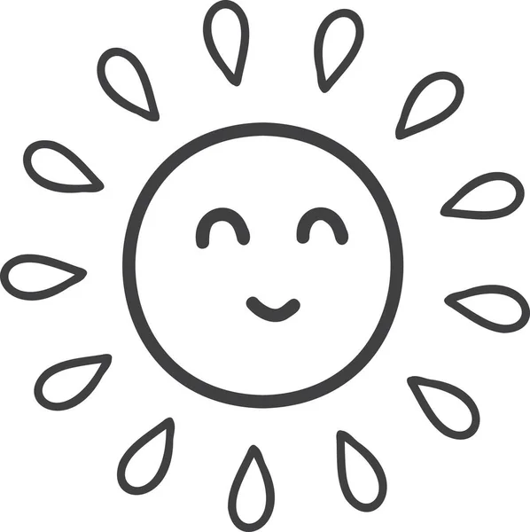 Mão Desenhado Bonito Sorrindo Sol Ilustração Isolado Fundo — Vetor de Stock