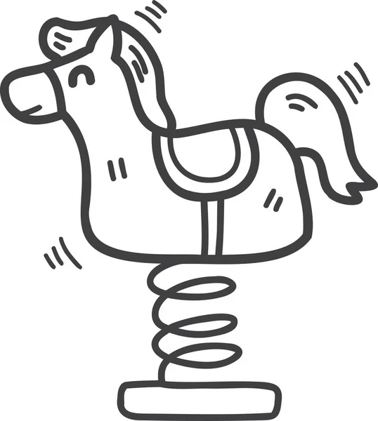 Ilustración Pony Muñeca Caballo Dibujada Mano Aislada Sobre Fondo — Archivo Imágenes Vectoriales