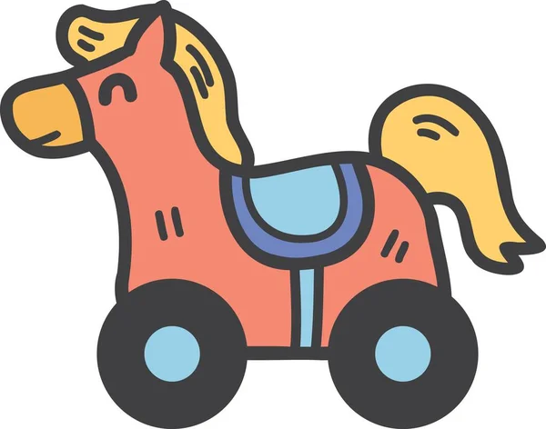 Handgezeichnete Pony Oder Pferd Puppe Illustration Isoliert Auf Dem Hintergrund — Stockvektor