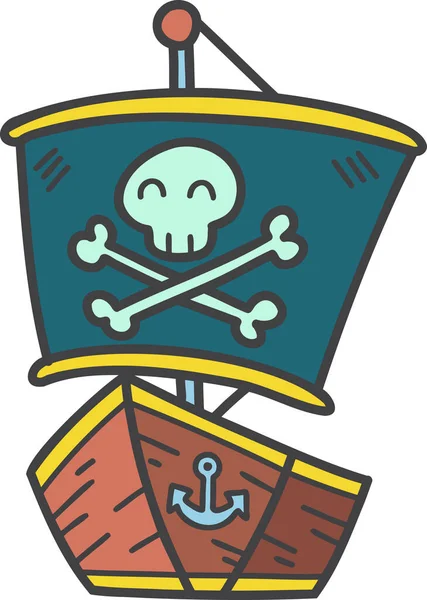 Barco Pirata Juguete Dibujado Mano Para Niños Ilustración Aislada Sobre — Archivo Imágenes Vectoriales