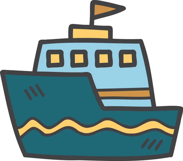 Barco Juguete Dibujado Mano Para Niños Ilustración Aislada Sobre Fondo — Archivo Imágenes Vectoriales