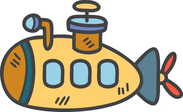 Ручной Рисунок Игрушечной Подводной Лодки Детей Иллюстрации Изолированы Заднем Плане — стоковый вектор