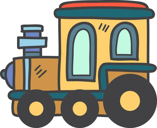 儿童手绘玩具火车 背景上孤立的图解 — 图库矢量图片