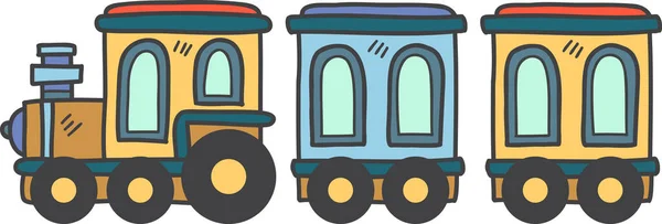 儿童手绘玩具火车 背景上孤立的图解 — 图库矢量图片