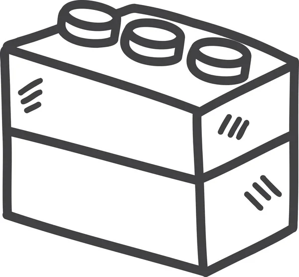 Blocco Disegnato Mano Cubo Illustrazione Bambino Isolato Sfondo — Vettoriale Stock