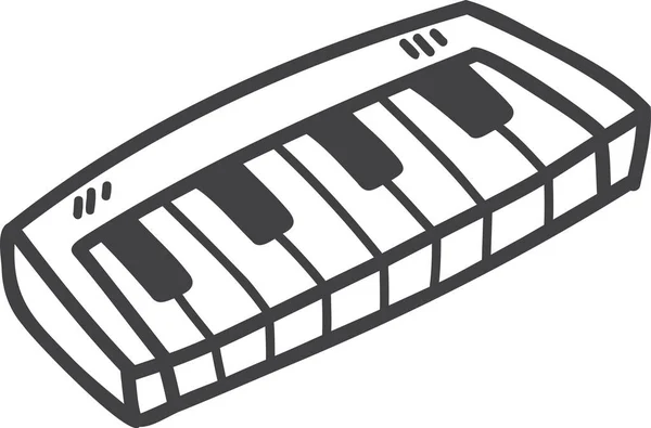 Mão Desenhado Mini Portátil Piano Ilustração Isolado Fundo — Vetor de Stock