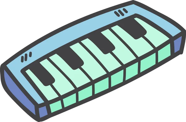 Hand Drawn Mini Portable Piano Illustration Isolated Background — Stock Vector