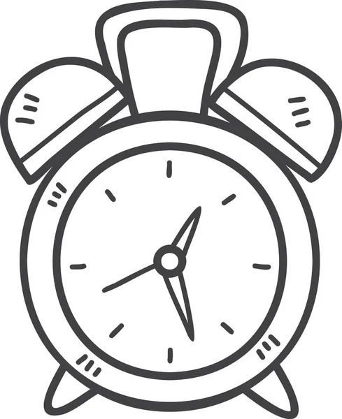 Ilustración Reloj Despertador Vintage Dibujado Mano Aislado Sobre Fondo — Vector de stock