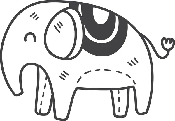 Dibujado Mano Bebé Elefante Muñeca Ilustración Aislado Fondo — Archivo Imágenes Vectoriales