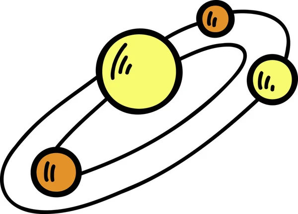 Handgezeichnete Planeten Und Ringe Die Weltraum Schweben Illustration Isoliert Auf — Stockvektor