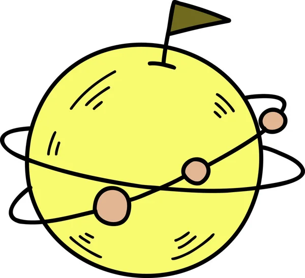 背景に描かれた宇宙図に浮かぶ手描きの惑星と環 — ストックベクタ