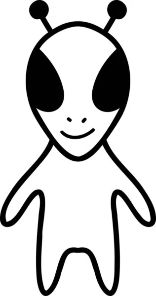 Handgezeichnete Niedliche Alien Illustration Isoliert Auf Dem Hintergrund — Stockvektor