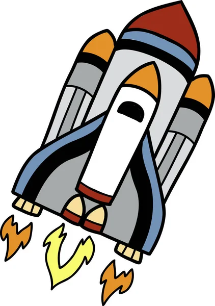 Handgezeichnete Raketen Fliegen Den Weltraum Illustration Isoliert Auf Hintergrund — Stockvektor