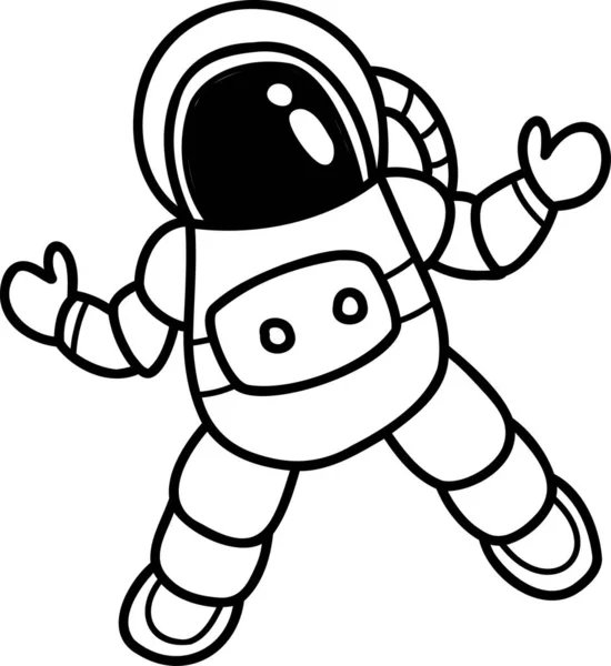 Astronaute Dessiné Main Flottant Dans Espace Illustration Isolé Sur Fond — Image vectorielle