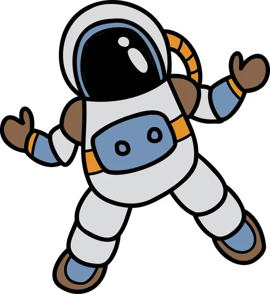 手描き宇宙飛行士が背景に浮かび上がる宇宙イラスト — ストックベクタ