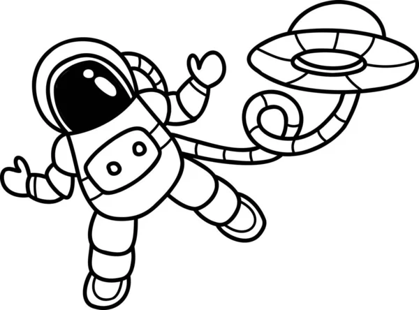 Astronauta Desenhado Mão Flutuando Ilustração Espacial Isolado Fundo —  Vetores de Stock