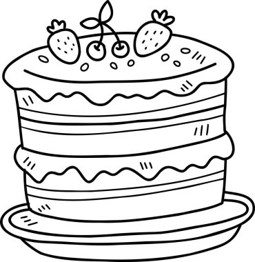 El çizimi arkaplanda izole edilmiş lezzetli pasta çizimi