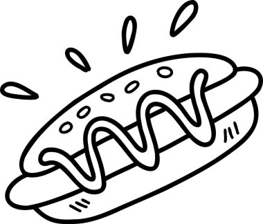 El yapımı lezzetli Hot Dog Ekmek çizimi arka planda izole