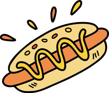 El yapımı lezzetli Hot Dog Ekmek çizimi arka planda izole