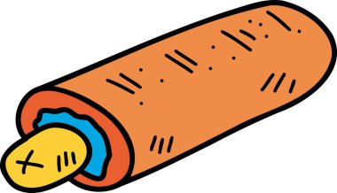 El yapımı lezzetli Hot Dog Ekmek çizimi arka planda izole