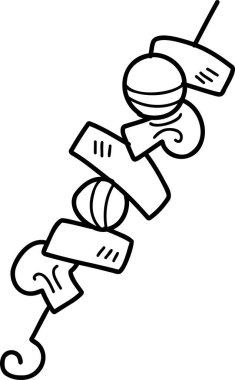 El Çekimi barbekü şiş çizimi arka planda izole