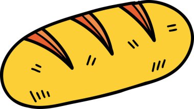 El çizimi lezzetli ekmek çizimi arka planda izole edilmiş.