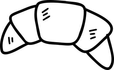 El yapımı lezzetli kruvasan çizimi arka planda izole edilmiş.