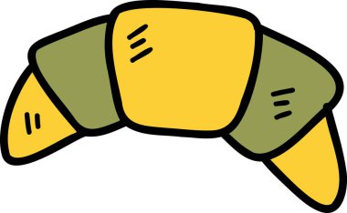 El yapımı lezzetli kruvasan çizimi arka planda izole edilmiş.