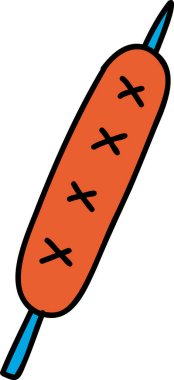 Hand Drawn delicious sausage illustration isolated on background