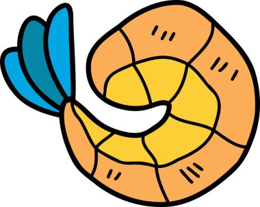 El Çizimi Izgara Karides çizimi arka planda izole