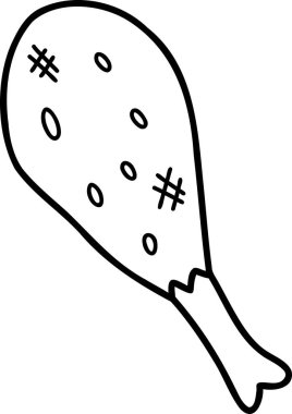 Arka planda el yapımı kızarmış tavuk budu çizimi izole edilmiş.