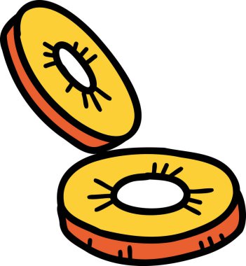 El çizimi soğan dilimi arka planda izole edilmiş halka çizimi