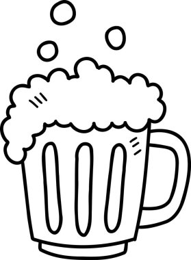 Arka planda izole edilmiş bira çizimi için el çizimi cam.