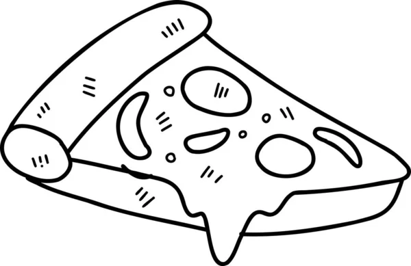 Hand Ritade Skivade Pizza Illustration Isolerad Bakgrunden — Stock vektor